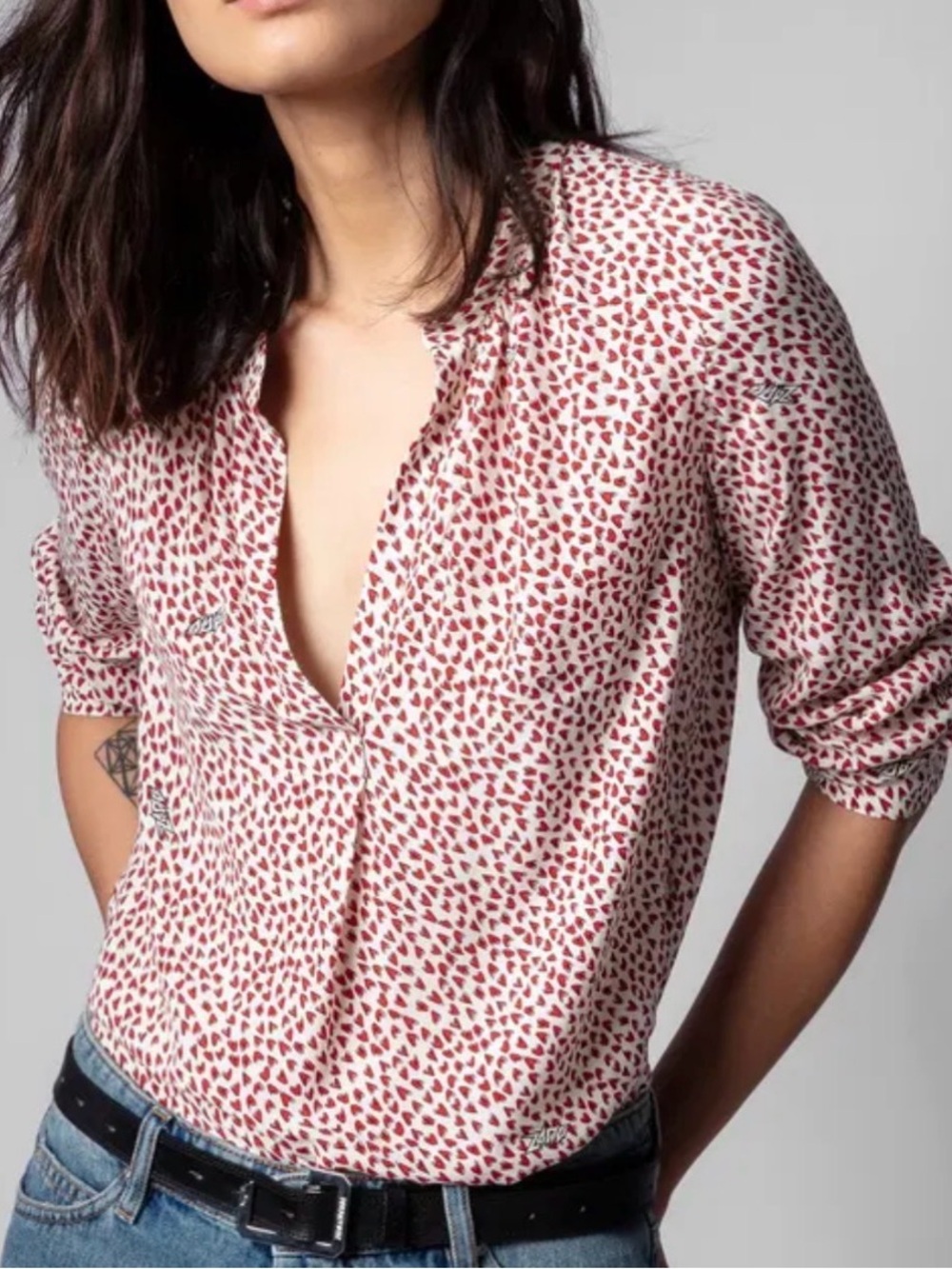 Zadig&Voltaire women's heart print ecru blouse